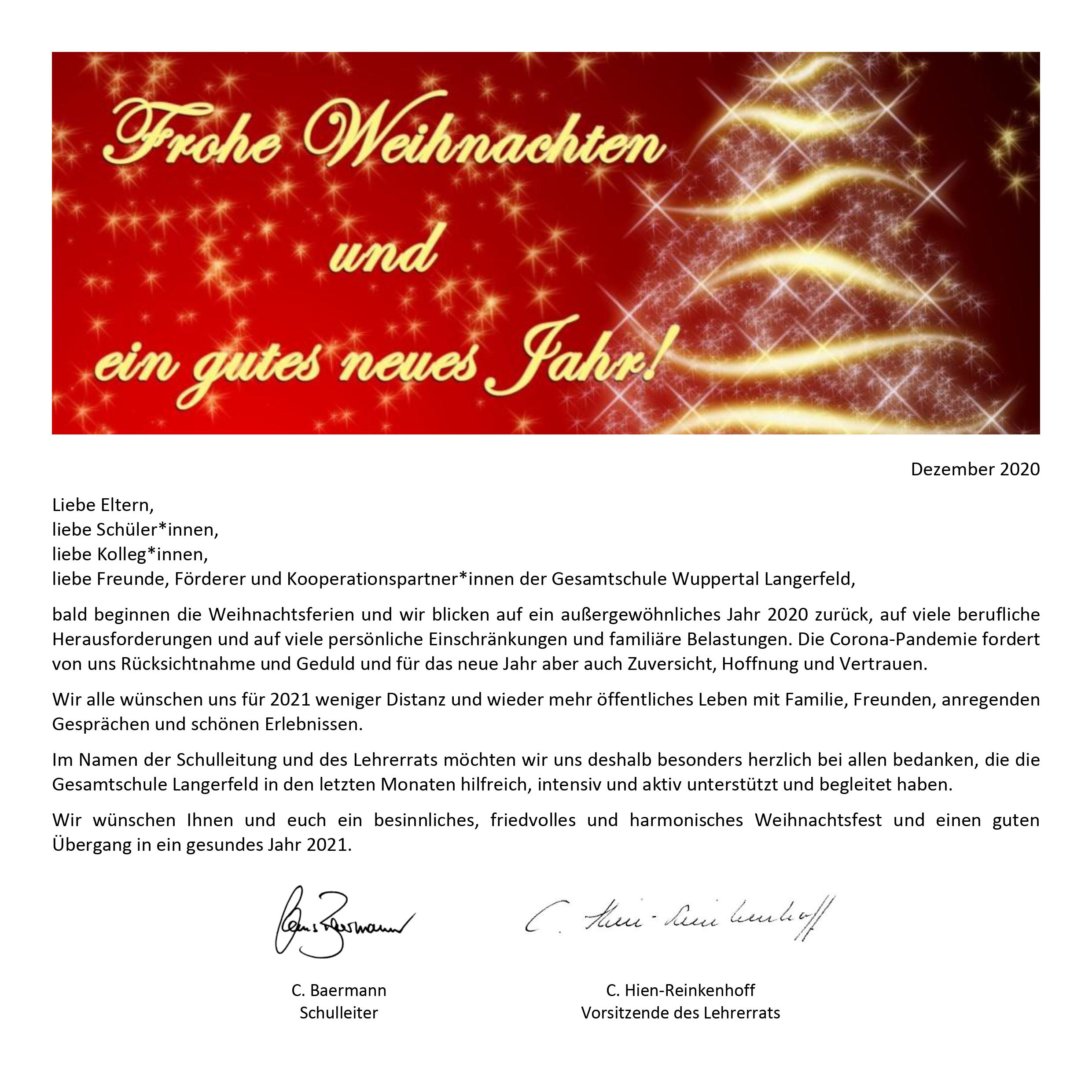 Weihnachtsgru&szlig; 2020