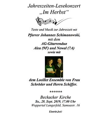 Lesekonzert &bdquo;Im Herbst&ldquo;